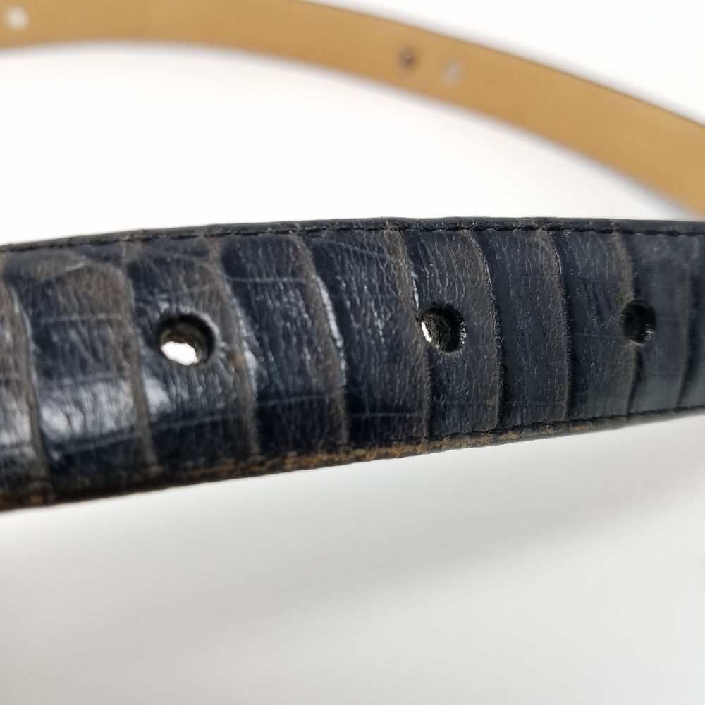 Brighton Black Alligator, Crocodile Embossed Leather Belt, ML, 32 - Picture 10 of 10